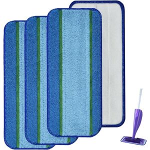 Csparkv - 4 Pieces Reusable Mop Pads Compatible with Swiffer Wet Jet, Washable Mop Pads Microfiber Replacement Cloth for Cleaning