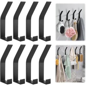 Csparkv - 8 Pack Wall Hooks, Black Modern Coat Hooks, Coat Rack with Invisible Screws Also No Drilling, Towel Hooks for Kitchen, Doors, Handbags,
