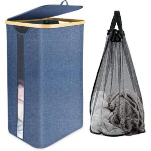 Longziming - Dirty Laundry Basket Collapsible Laundry Basket with Lid, Dirty Laundry Basket Bamboo Wicker Laundry Basket with Removable Laundry Bag