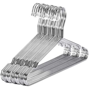 TLILY Hangers Stainless Steel 40 cm 20Pcs for Clothes Standard Notched Hanger Space Saving