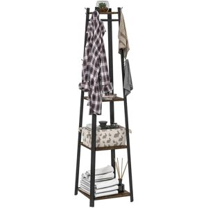 Homcom - Garment Rack with Storage, Clothes Rack with 8 Hooks and 3-Tier Shelf