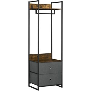 Homcom - Clothes Rail, Metal Coat Stand, Garment Rack with 2 Fabric Storage Drawer
