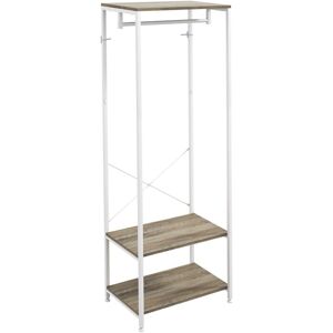 HOMCOM Coat Rack, 2-in-1 Clothes Stand with Shoe Storage, 168cm Free Standing Hall Tree with Hanging Rail and 2 Storage Shelves for Hallway, Entryway,