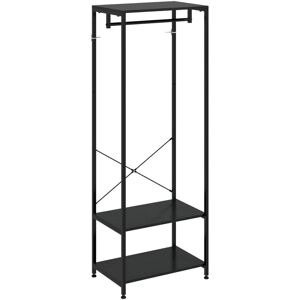 HOMCOM Coat Rack, 2-in-1 Clothes Stand with Shoe Storage, 168cm Free Standing Hall Tree with Hanging Rail and 2 Storage Shelves for Hallway, Entryway,