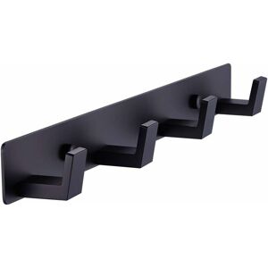 HOOPZI Matte black bathroom towel hook-wall-mounted screw fixed door hook-heavy-duty hanger-bedroom or kitchen stainless steel robe rack 410B 4 hooks