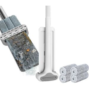 Gotrays - Microfiber Mop Floor Cleaning System Washable Pads Reusable Dust Mops with 4 Soft Refill Pads Hardwood Floor Cleaner Wet and Dry Mop