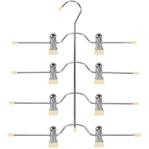 TLILY Organization and Storage Skirt Pants Hangers Space Saving,3 Pack 4 Tier Closet Organizers and Storage,Apricot