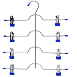 TLILY Organization and Storage Skirt Pants Hangers Space Saving,3 Pack 4 Tier Closet Organizers and Storage,Blue