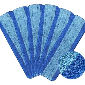 Cyslmuk - 6 Pack Microfiber Cleaning Pads, 18 Inch Reusable Washable Spray Mop Replacement Pads for Bona Spray Mop, Blue