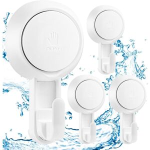 TINOR Pack of 4 Powerful Wall Suction Cup Hooks 5KG, Bathroom Shower Suction Cup Hook Towel Coat Rack, Plastic Suction Cup Hook for Kitchen Utensils
