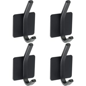 Linghhang - 4 Pcs Adhesive Hooks Wall Mounted Coat Hooks sus 304 Stainless Steel Black Wall Mounted Coat Rack Towel Holder for Bathroom or Kitchen,