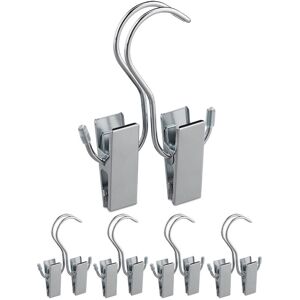 Hanger Clips Set of 50, Double Clamp, Rubberised, Storage Boots & Caps, Iron, hwd: 14 x 9.5 x 2.5 cm, Silver - Relaxdays
