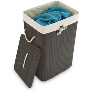 Relaxdays - Set 3x Bamboo Laundry Basket, with Lid, Rectangular, xl, 83L, Foldable Bin, hwd: 65.5 x 43.5 x 33.5cm, Black