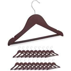 Children's Clothes Hangers, Set of 20, Wooden, Swivel Hook, with Bar & Notches, 19 x 30.5 x 1 cm, Brown - Relaxdays
