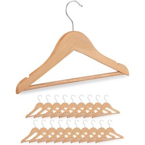 Children's Clothes Hangers, Set of 20, Wooden, Swivel Hook, with Bar & Notches, 19 x 30.5 x 1 cm, Natural - Relaxdays