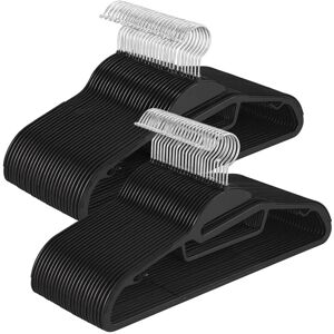 Relaxdays clothes hangers set of 50, non-slip coating, crossbar, U-shaped opening, tie holder, space-saving, black