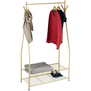 Coat Rack with Shoe Storage sandra, Metal, Wide, Clothes Rail, 2 Shelves, HxWxD: 162 x 90 x 40 cm, Brown - Relaxdays