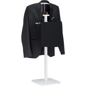Relaxdays - Clothes Valet with Trouser Rail and Coat Hanger, Freestanding, Butler, HxWxD 109.5 x 47 x 30 cm, White
