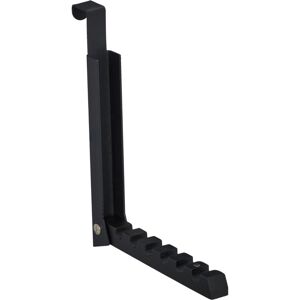 Relaxdays Folding Hook, 10x Set, Hang on Doors, Holds up to 6 Coat Hangers, Metal & Wood, for 2 cm Door Thickness, Black