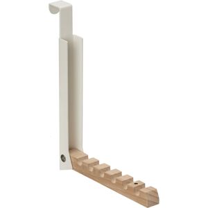 Relaxdays - Folding Hook, 10x Set, Hang Up on Doors, Holds up to 6 Coat Hangers, Metal & Wood, 2 cm Door Thickness, Cream