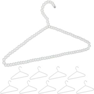 Coat Hangers, 50x Set, Perle Style, Space-Saving Storage, Clothes Hanger, Closet Organiser, Plastic, White - Relaxdays
