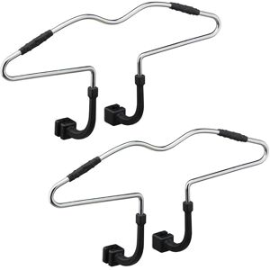 Relaxdays Car Headrest Clothes Hanger, Jacket Holder, Set of 2, Non-Slip, Steel, Travel Hanger, Silver/Black