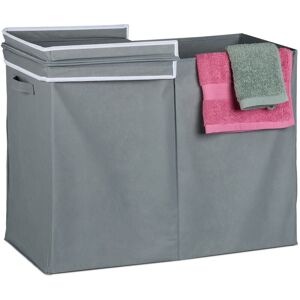 Laundry Basket with Lid, 100 l, Foldable, Fabric, Clothes Bin Bathroom & Bedroom, HxWxD: 50 x 68 x 34 cm, Grey - Relaxdays