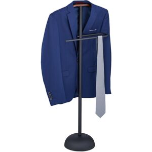 Valet Stand, for Shirts & Pants, Steel, Freestanding Clothes Rail, Men & Women, 110 x 45 x 24 cm, Black/Brown - Relaxdays