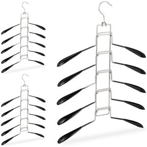 Multi Coat Hanger Set of 3, 5 Holders per Tier, Compact and Non-Slip Storage, Black - Relaxdays