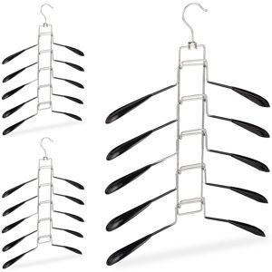 Set of 12 Relaxdays Multi Coat Hangers, 5 Holders per Tier, Compact and Non-Slip Storage, Black