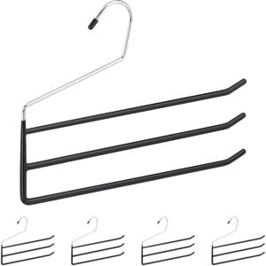 Set of 15 Relaxdays Multi Pants Hangers, Metal Skirt Holder, 3 Trouser Rails, Open, Non-Slip, Assorted Colours