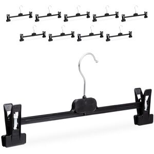 Set of 100 Relaxdays Plastic Trouser Holders, Adjustable Clamp Hangers, Swivel Metal Hooks, HWD: 14x36x3 cm, Black