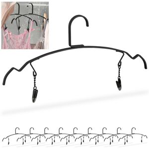 Set of 50 Hangers, for Clothes, Lingerie and Underwear, Holder with 2 Clips, Metall, 16.5 x 33 x 0.5 cm, Black - Relaxdays