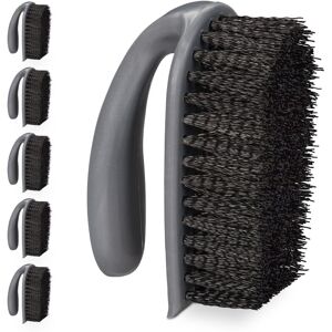 Relaxdays - Scrubbing Brush, Set of 24, Hard Bristle, with Handle, Bathroom, Kitchen, Carpets, Shoe Cleaner, Plastic, Grey