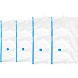 RELAXDAYS 12 x hanging vacuum bags for clothes, 2 sizes, with hooks, garment bags with valve, transparent/blue, set