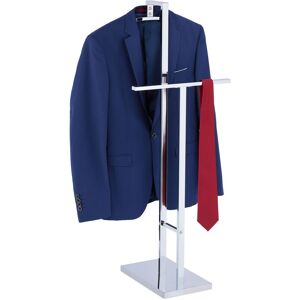 Relaxdays Valet Stand, for Shirts & Pants, Steel, Freestanding Clothes Rail, for Men and Women, 112 x 47 x 20 cm, Silver
