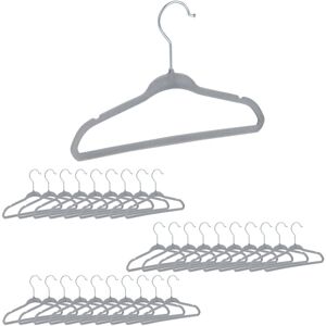 Relaxdays - Velvet Coat Hangers, Set of 120, Non-Slip, for Clothes, Boys & Girls, Swivel Hook, Pants Rail, Grey