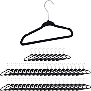 Velvet Coat Hangers, Set of 100, Non-Slip, for Clothes, Boys & Girls, Swivel Hook, Pants Rail, Black - Relaxdays