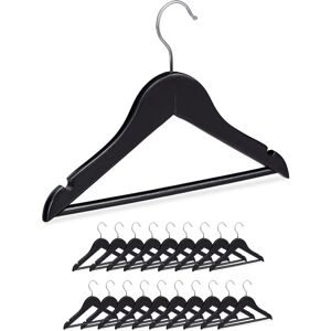 Set of 40 Relaxdays Wooden Kids' Coat Hanger , Pants Holders for Boys & Girls, Swivel Hooks, Pants Rail & Notches, Black