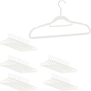 Relaxdays XXL Clothes Hanger Set, Pants Rail, Tie Holder, Non-Slip, Swivel, Pack of 50, White
