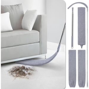 Ikodm - Retractable Duster, Upward Extendable Flat Duster and Two Microfiber Covers, Retractable Duster for Dust Vacuuming Under Sofa, Wardrobe or Bed