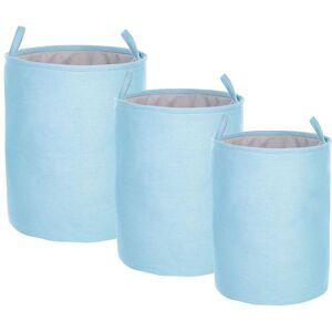 Beliani - Set of 3 Storage Laundry Basket Bin Drawstring with Handles Blue Archa