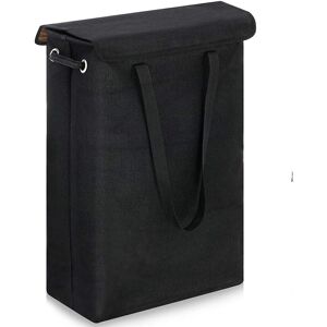 Linghhang - Slim Laundry Basket with Lid (Black) - 45L - Large Breathable Foldable Slim Laundry Basket - Large Storage Basket for Clothes, Bedroom