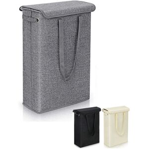 Linghhang - Slim Laundry Basket with Lid (Grey) - 45L - Large Breathable and Foldable Slim Laundry Basket - Large Storage Basket for Clothes, Bedroom