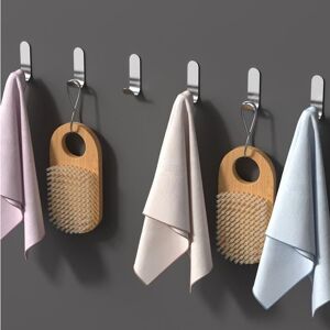 SOLLBRY 14 Pieces Stainless Steel Adhesive Wall Hooks, Self Adhesive Towel Hooks Detachable, No Drilling Wall Hanger for Bathroom, Bedroom, Kitchen, Schools