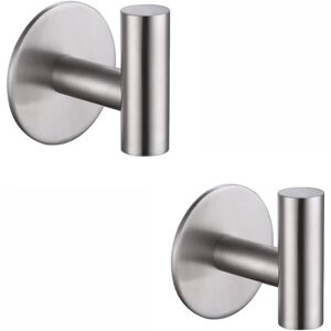 Sollbry 2 Pack Heavy Duty Stainless Steel Nail-Free Hangers for Bathroom Kitchen Living Room Garage Hotel Waterproof Towel Hooks (Silver, 5 x 5.5 x