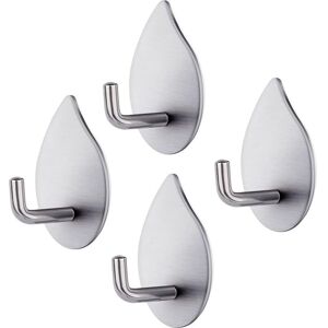 Sollbry - Adhesive Hook, 4 Pieces 304 Stainless Steel Self-Adhesive Hook Waterproof Wall Hook Heavy Duty Bathroom Towel Holder Capacity 3kg Wall Hook