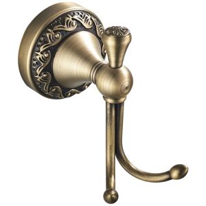 Antique Brass Towel Hook, Bathroom Robe Hooks, Brushed Double Coat Hook for Clothes, Vintage Style Wall Hook - Sollbry