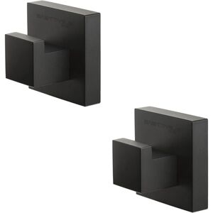 Sollbry - Black Towel Hooks 2 Piece Black Wall Mounted Adhesive Hook Bathroom and Kitchen Hook Bathroom Coat Hook Kitchen Towel Hook Adhesive Hook
