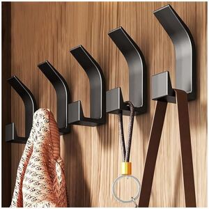 Sollbry - Heavy Duty Wall Hooks, 5 Pieces Coat Hooks Wall Mounted Coat Rack Hat Hooks, Towel Hook for Bathroom Bedroom - Black